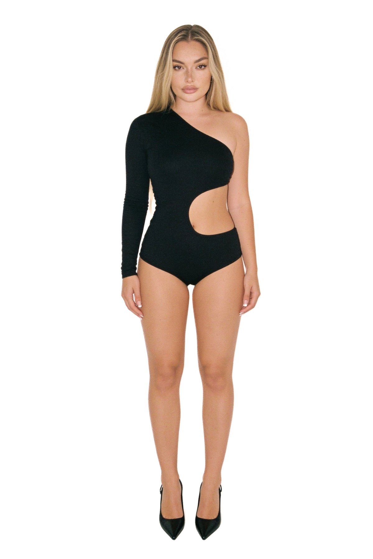 One Sleeve Cutout Bodysuit