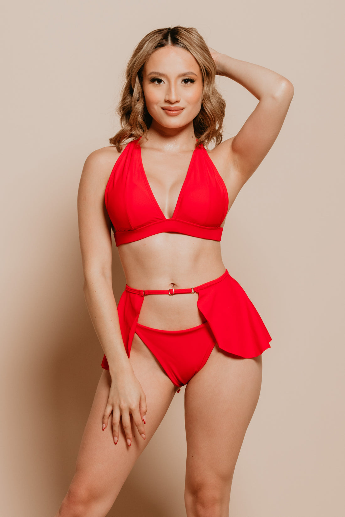 Red Cover-Up Swim Skirt