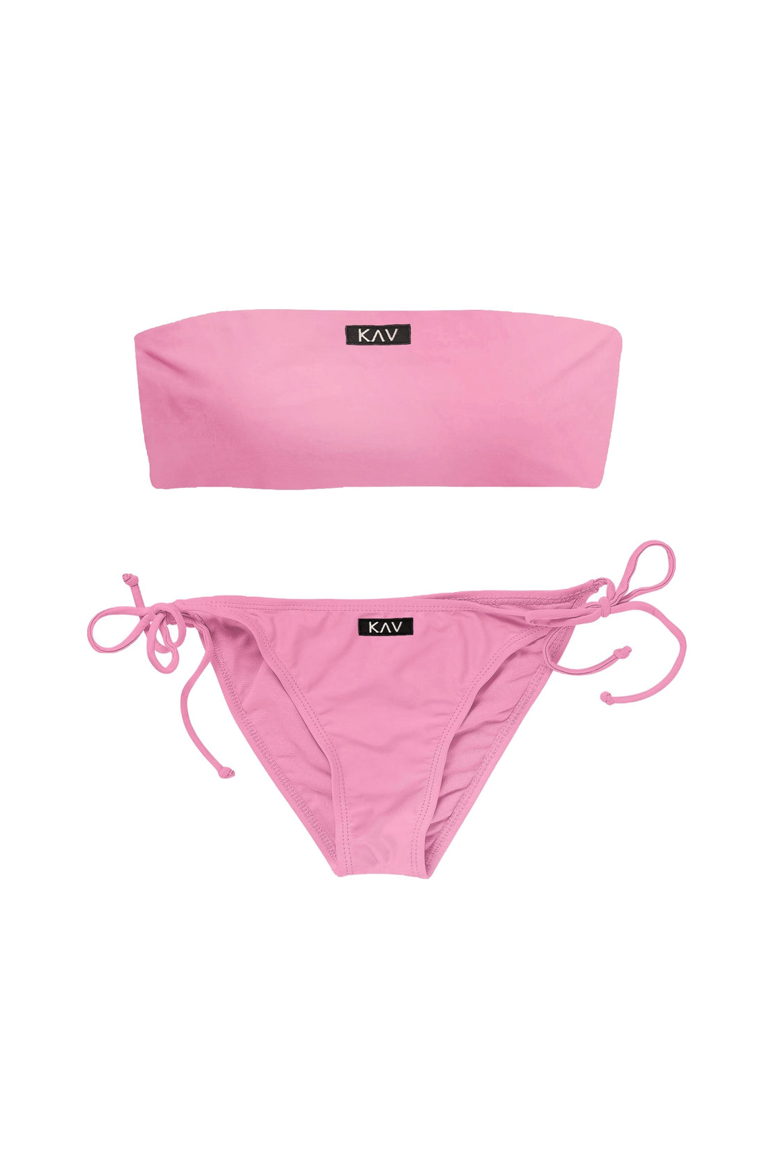 Bikini de dos piezas minimalista rosa con lazo lateral