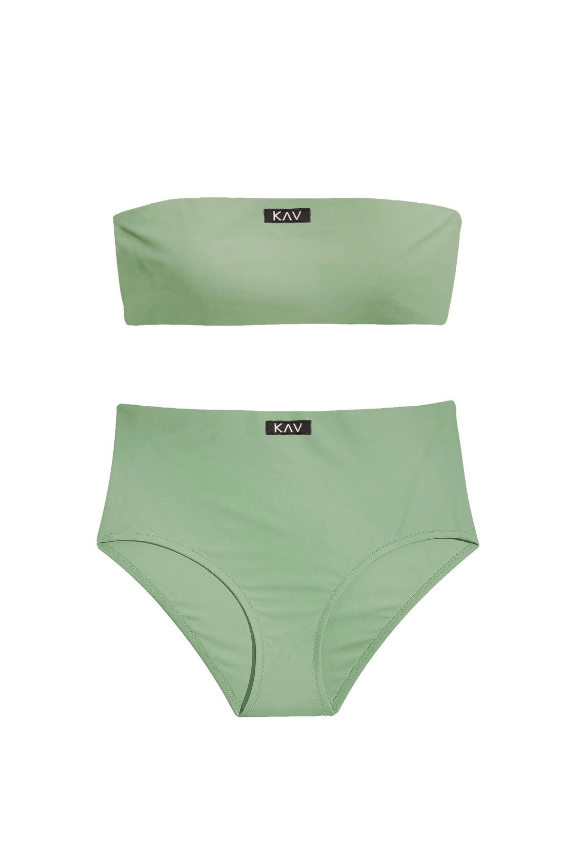 Bikini de cintura alta de tubo verde oliva 