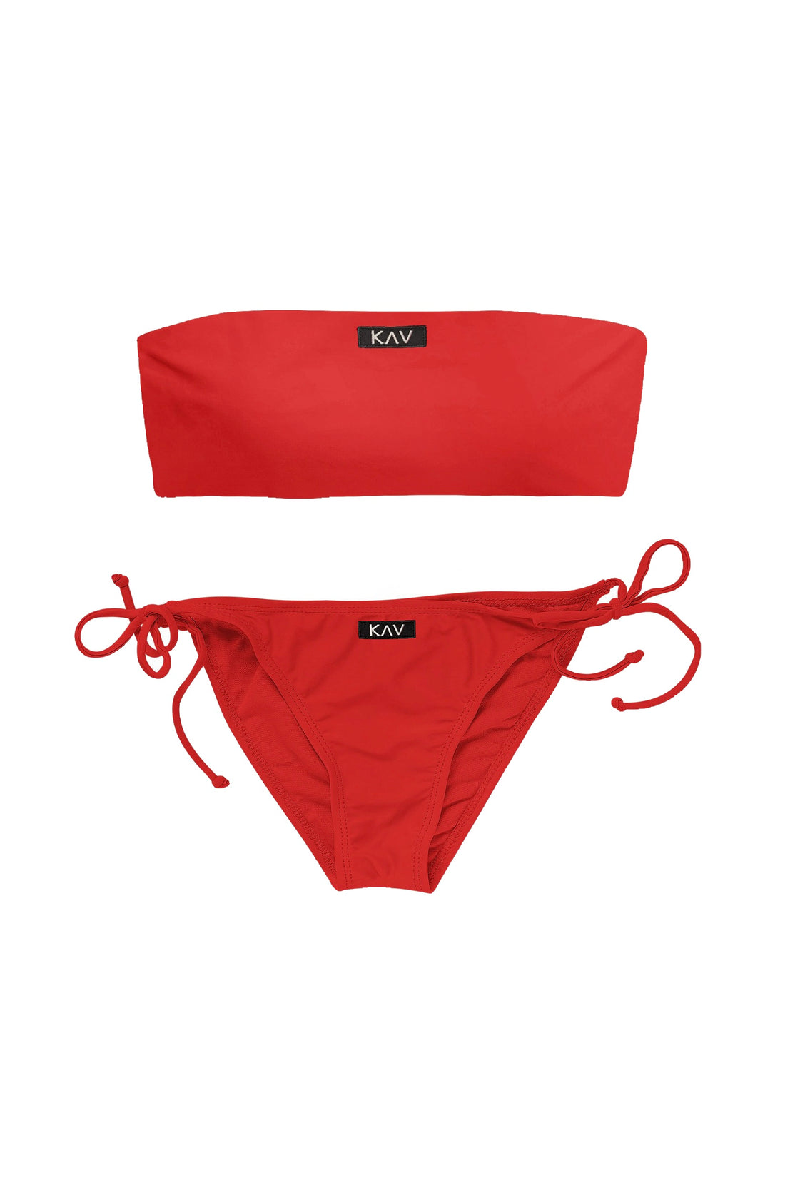 Bikini de dos piezas mínimo de tubo rojo con lazo lateral