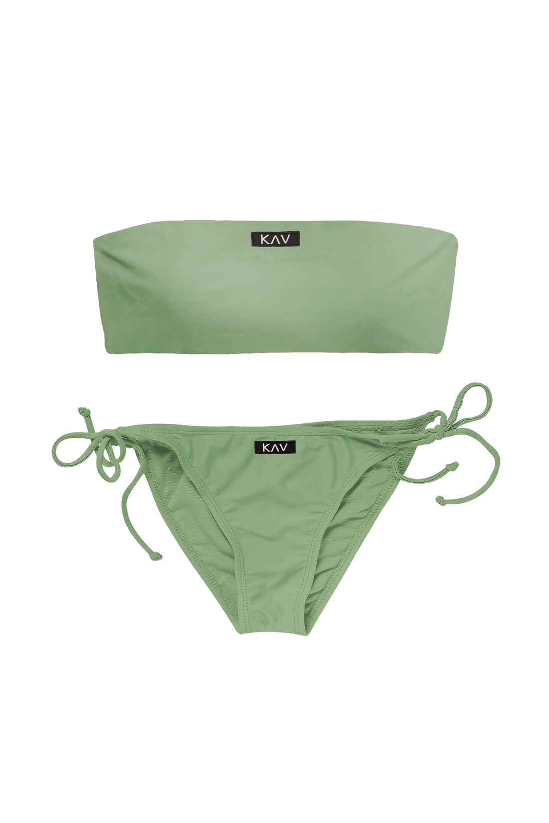 Olive Green Tube Tie-Side Minimal Two Piece Bikini
