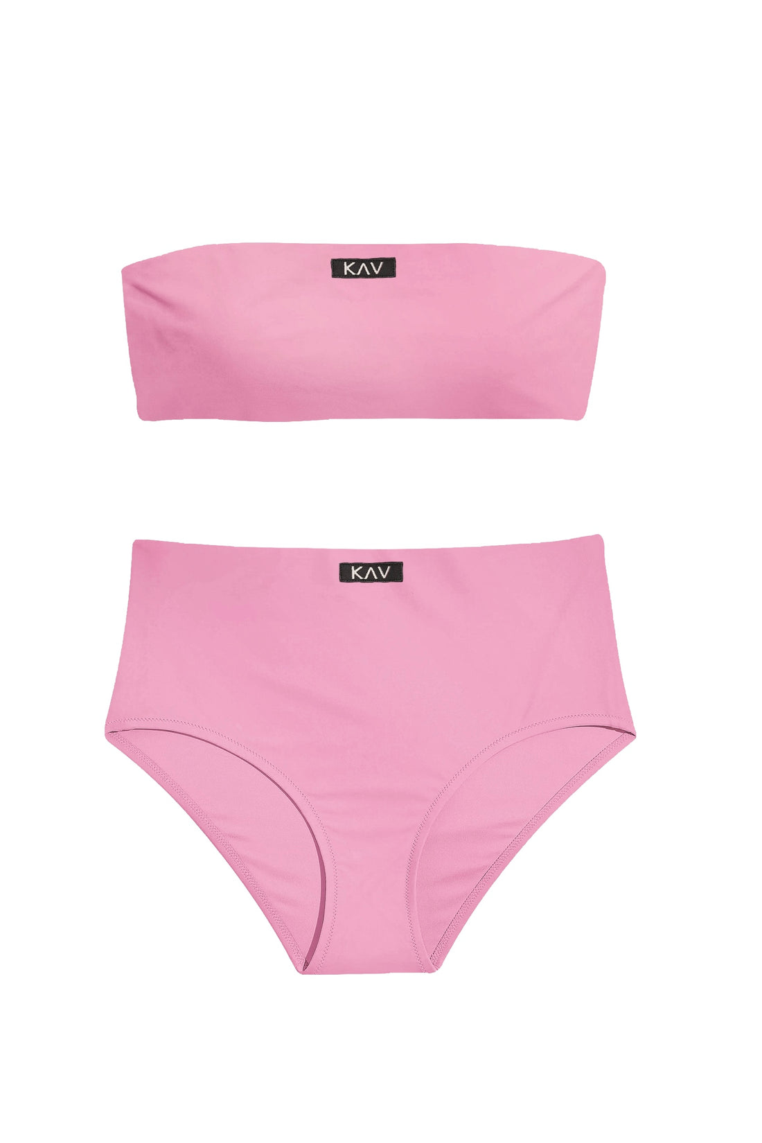 Bikini de cintura alta de tubo rosa 
