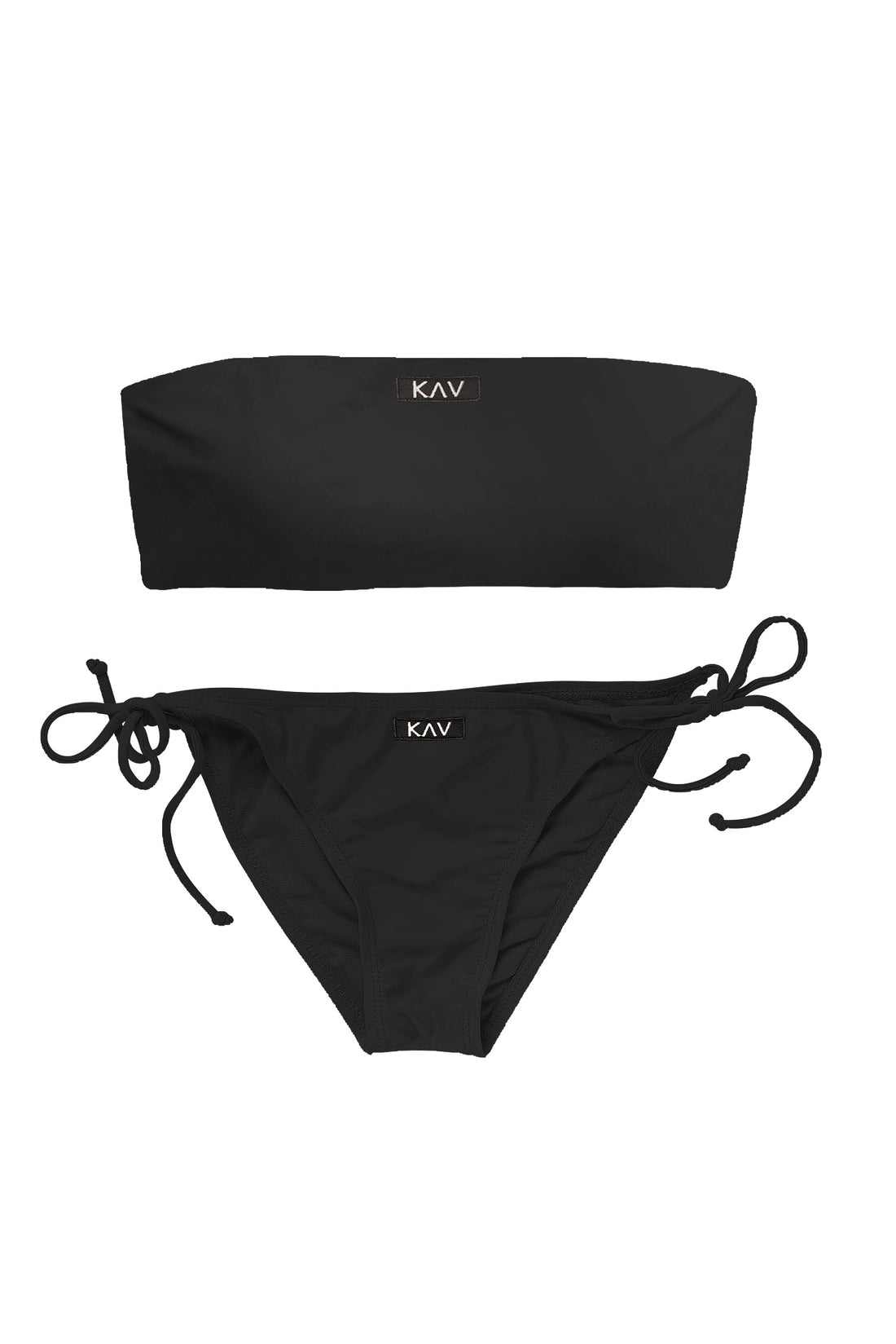 Bikini de dos piezas minimalista negro con lazo lateral