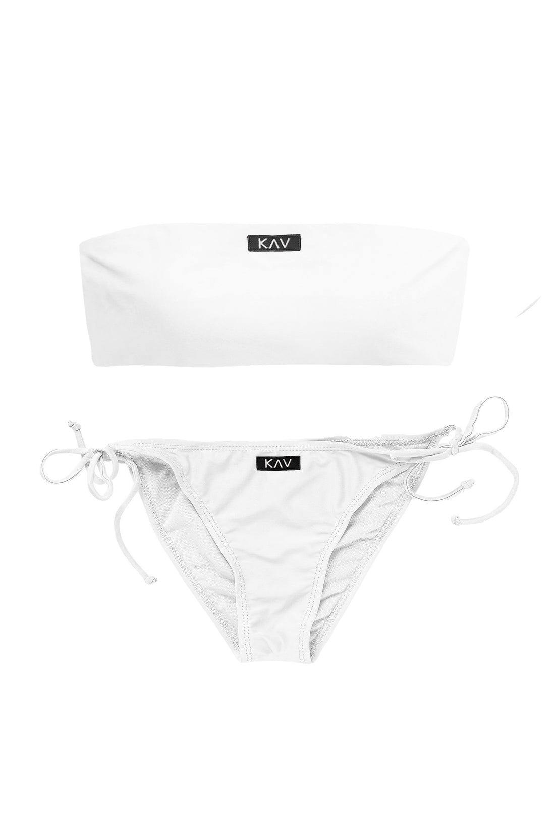 Bikini de dos piezas minimalista con lazo lateral blanco