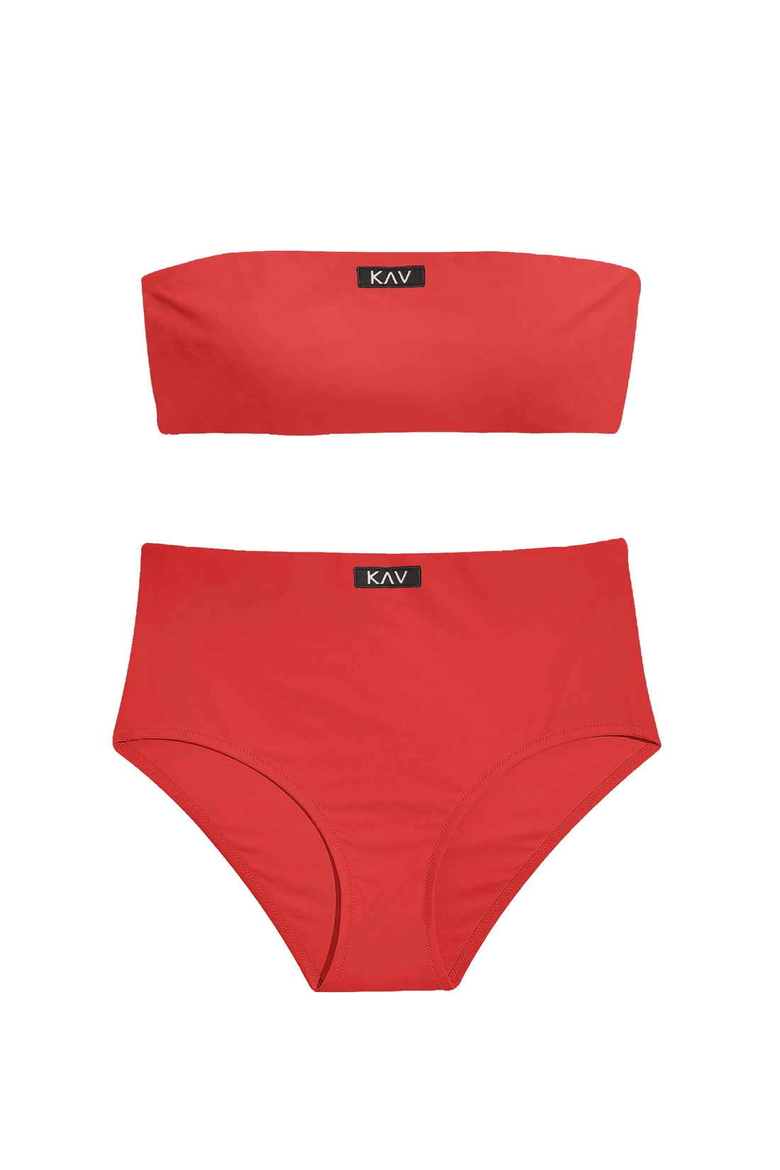 Bikini de cintura alta de tubo rojo 