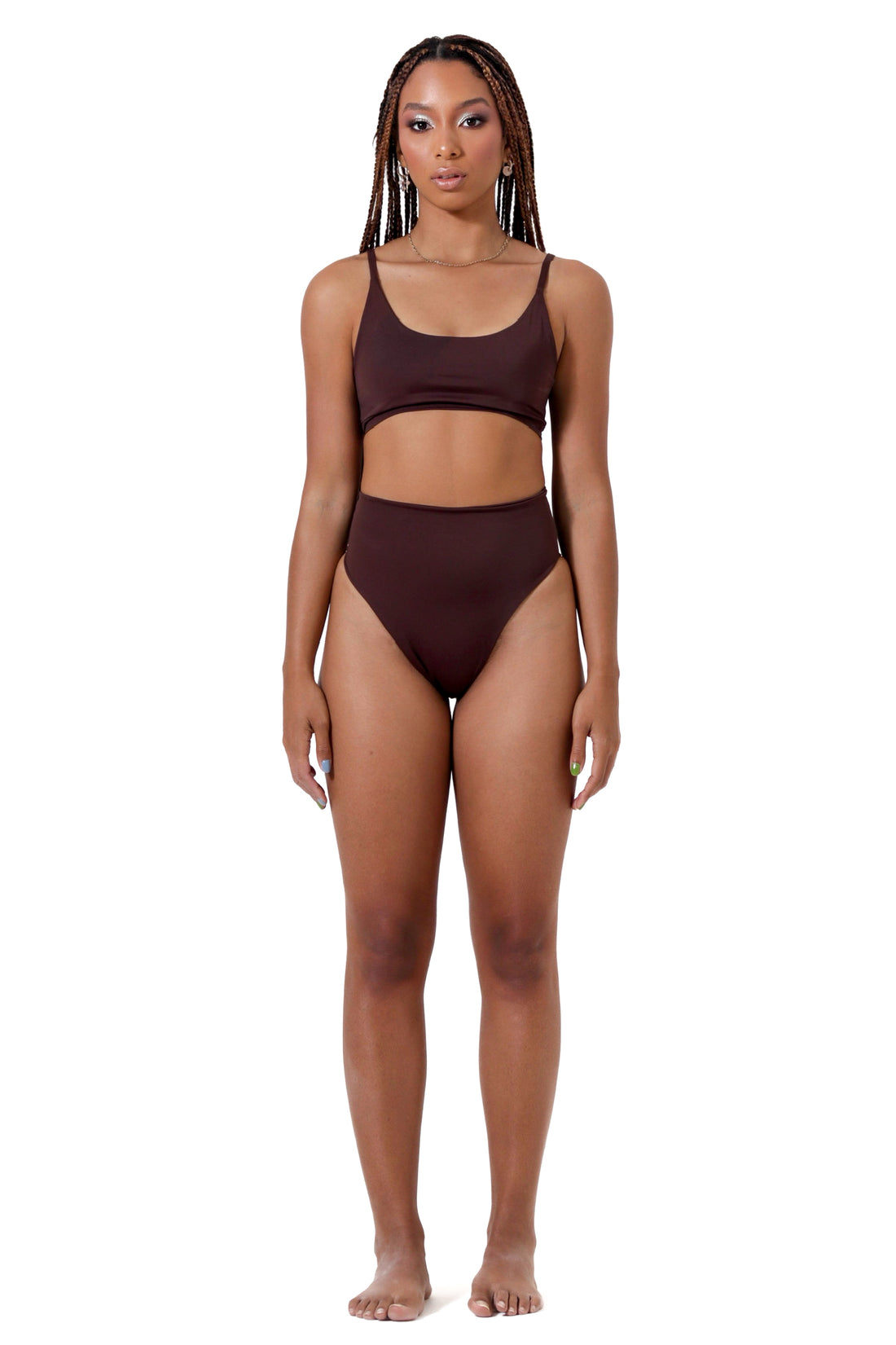 Brown High Waisted Coral Bikini - KAV Wear 