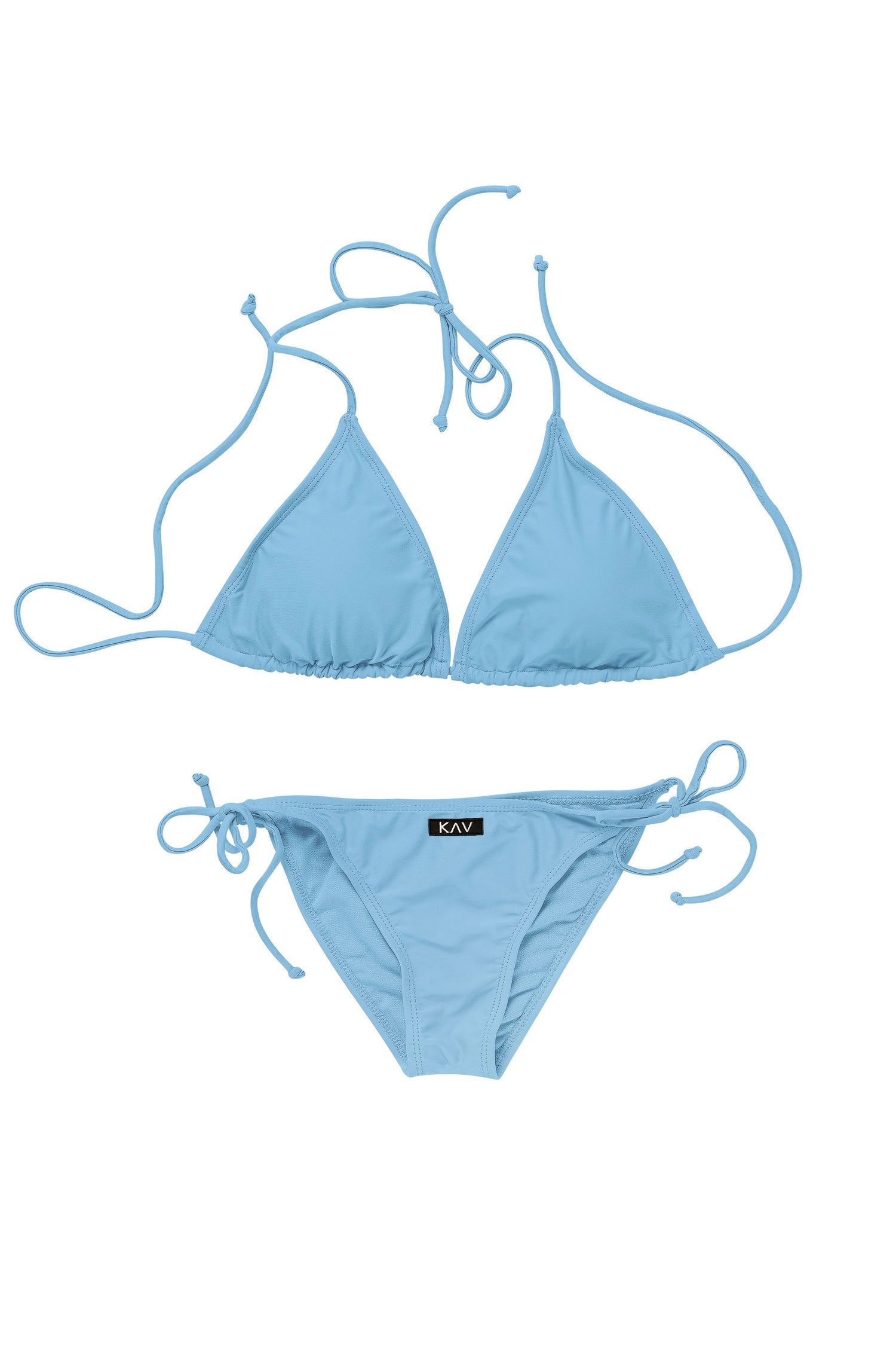 Logo and baby-ribbed blue bikini panties