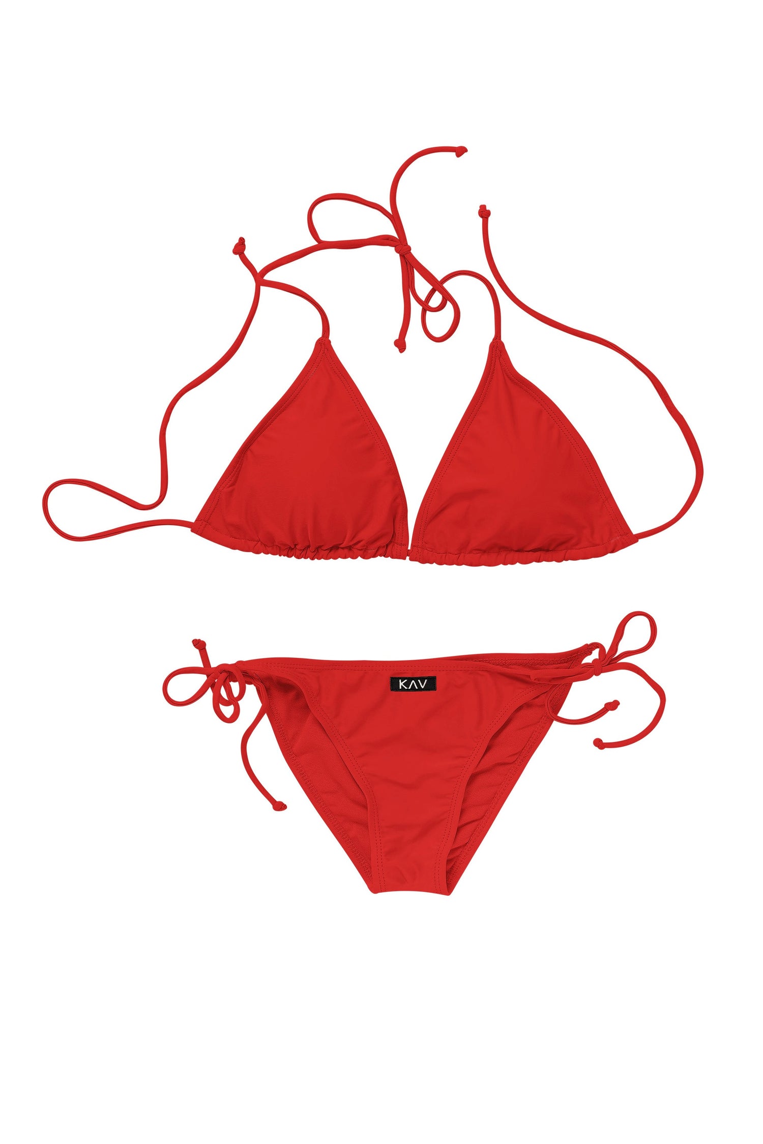 Minimal Red Two Piece Triangle Bikini
